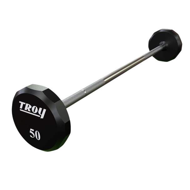 Troy 50 lb 12-Sided Fixed Urethane Barbell w/ Straight Bar