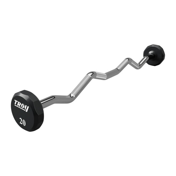 Troy 20 lb Commercial Fixed Urethane Barbell w/ EZ Curl Bar