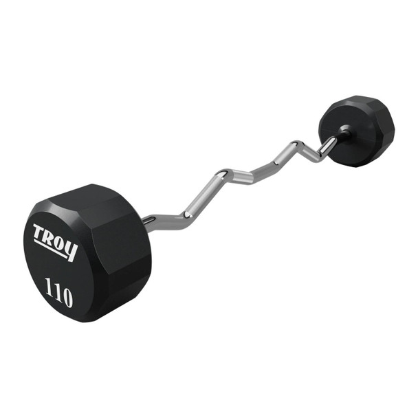 Troy (20-110 lb) 12-Sided Urethane Barbells - 110 lb w/ EZ Curl Bar