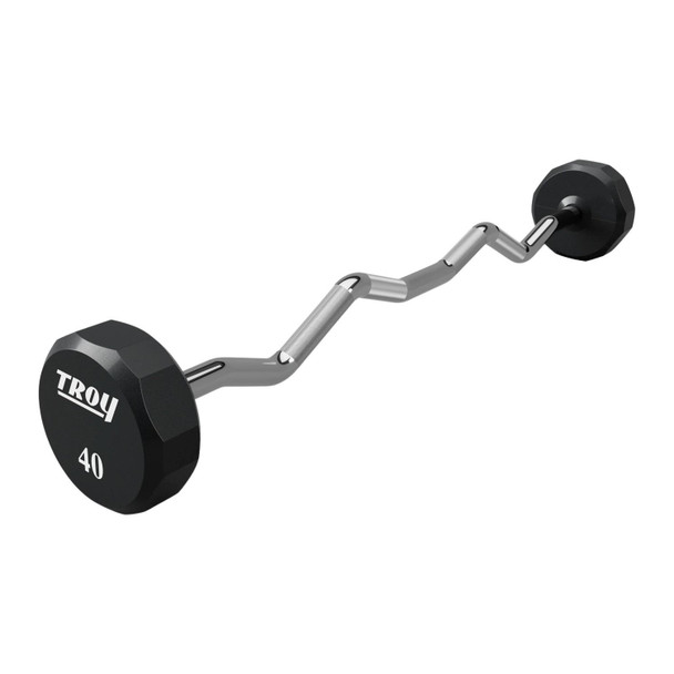 Troy (20-110 lb) 12-Sided Urethane Barbells - 40 lb w/ EZ Curl Bar
