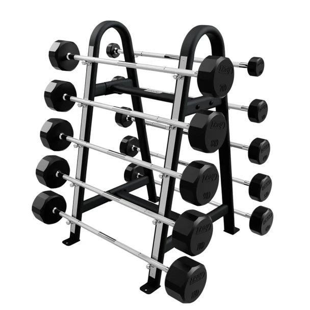 Troy Commercial Fixed Rubber Barbell Set with Rack