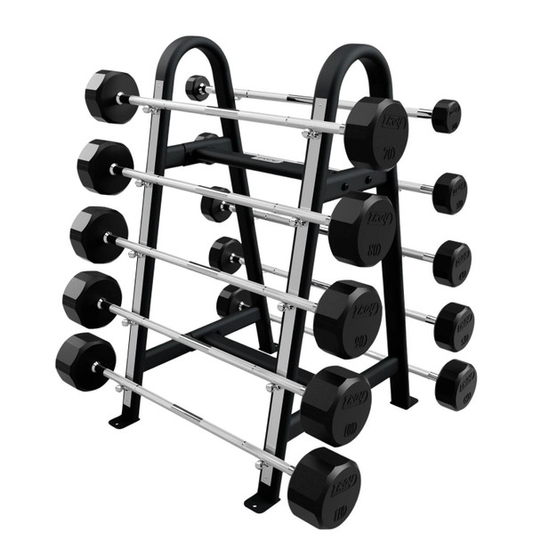 Troy (20-110 lb) 12-Sided Rubber Barbells & Rack