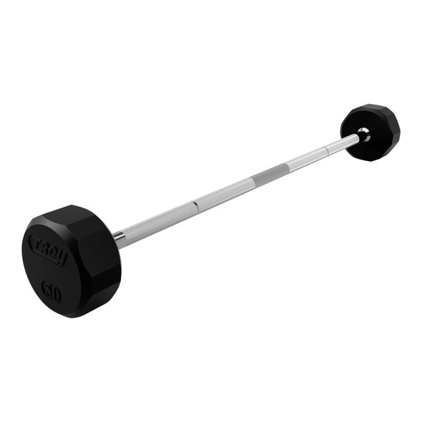 Troy 12-Sided Fixed Rubber Barbell with Straight Bar
