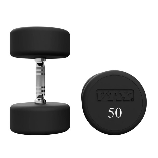 VTX 50 lb Round Urethane-Coated Dumbbells