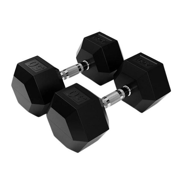Troy 50 lb Rubber Hex Dumbbells