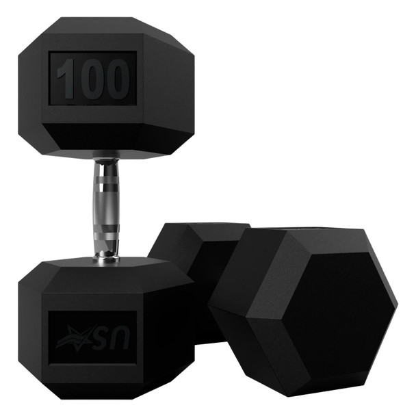 Troy 100 lb Rubber Hex Dumbbells