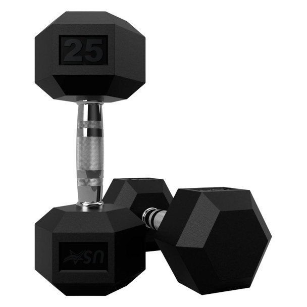 Troy 25 lb Rubber Hex Dumbbells