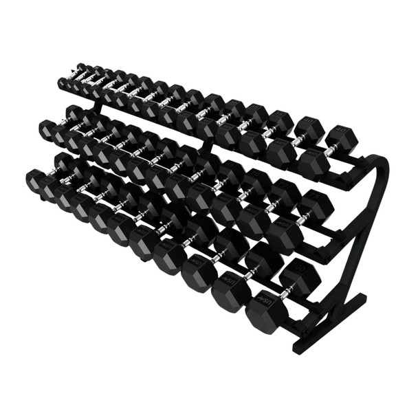Troy 5-100 lb Rubber-Coated Hex Dumbbell Set with Rack