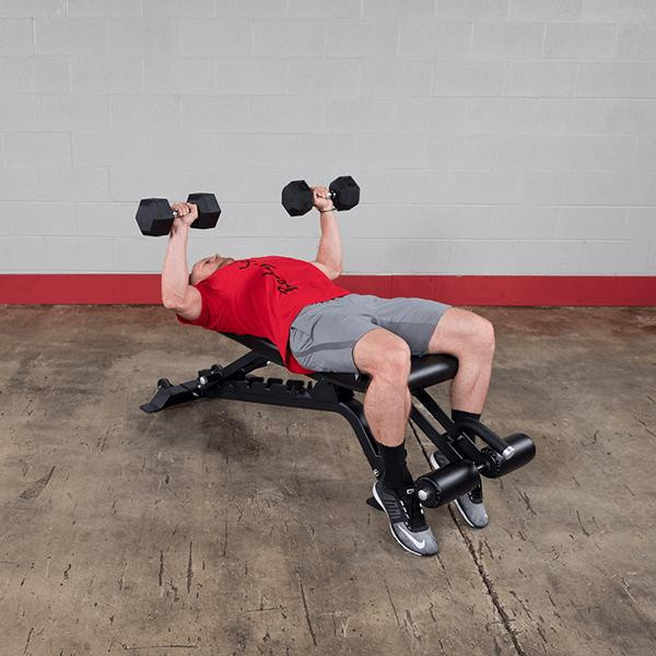 Body-Solid (SFID425) Pro Clubline Weight Bench - Flat Dumbbell Press Exercise