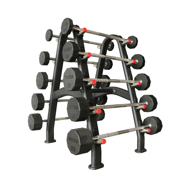 TKO (846BBR-BK) Fixed Barbell Rack w/ Optional Rubber Barbells - Angled View