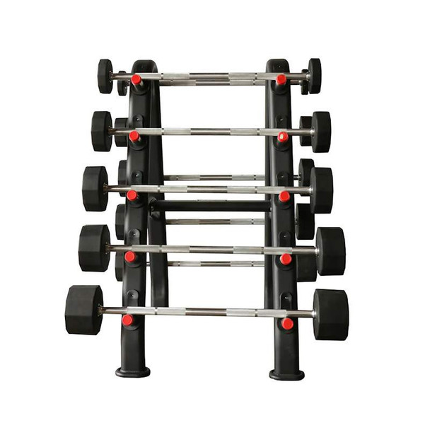 TKO Fixed Barbell Storage Rack w/ Optional Rubber Barbells - Front View