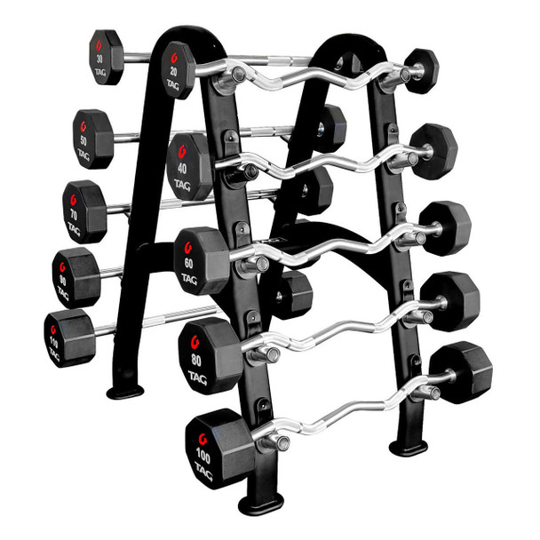 TAG Fitness 8-Sided Urethane Barbells & Rack