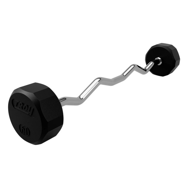 Troy (20-110 lb) 12-Sided Rubber Barbell Set - 60 lb w/ EZ Curl Bar