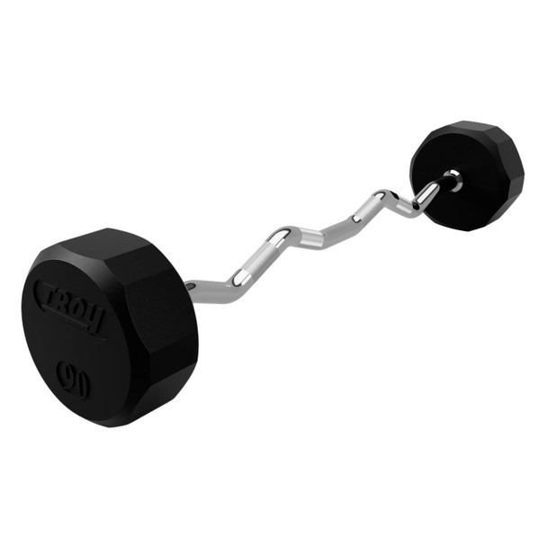 Troy 90 lb 12-Sided Rubber Fixed Barbell w/ EZ Bar