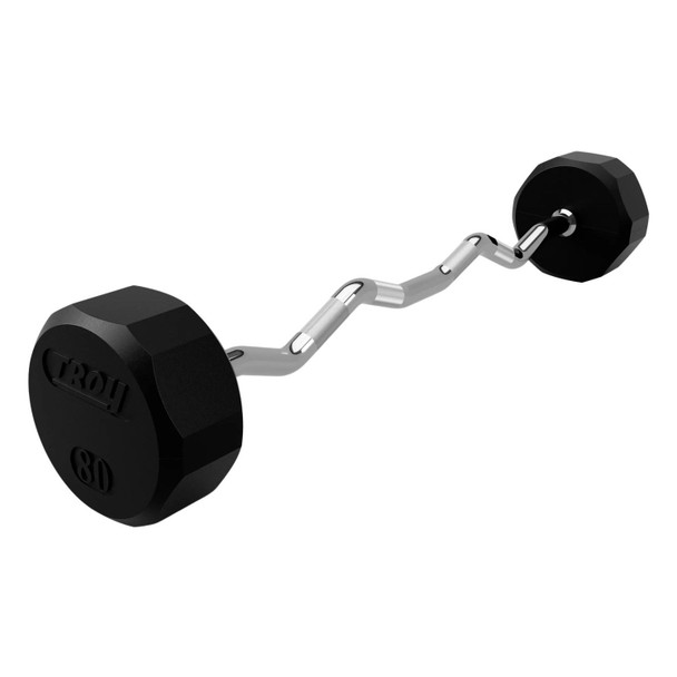 Troy 80 lb Fixed Weight Rubber-Coated Barbell w/ EZ Bar