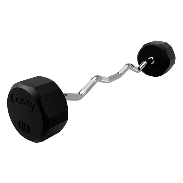 Troy 100 lb 12-Sided Rubber Fixed Barbell w/ EZ Bar