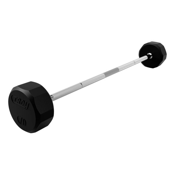 Troy 70 lb 12-Sided Rubber Fixed Barbell w/ Straight Bar
