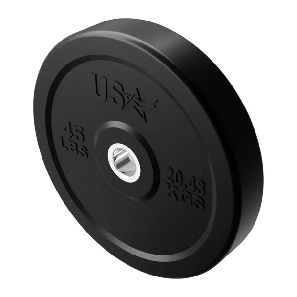 Troy USA Sports 45 lb Black Rubber Bumper Plate