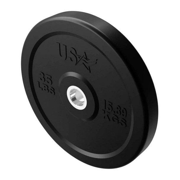 Troy USA Sports 35 lb Black Rubber Bumper Plate