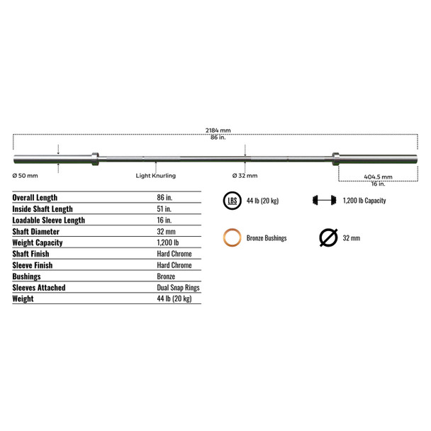 Troy USA Sports Barbell Dimensions and Specifications