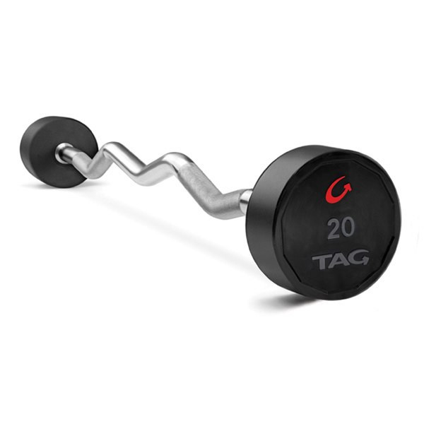 TAG Fitness Fixed Urethane Barbell w/ EZ Curl Bar