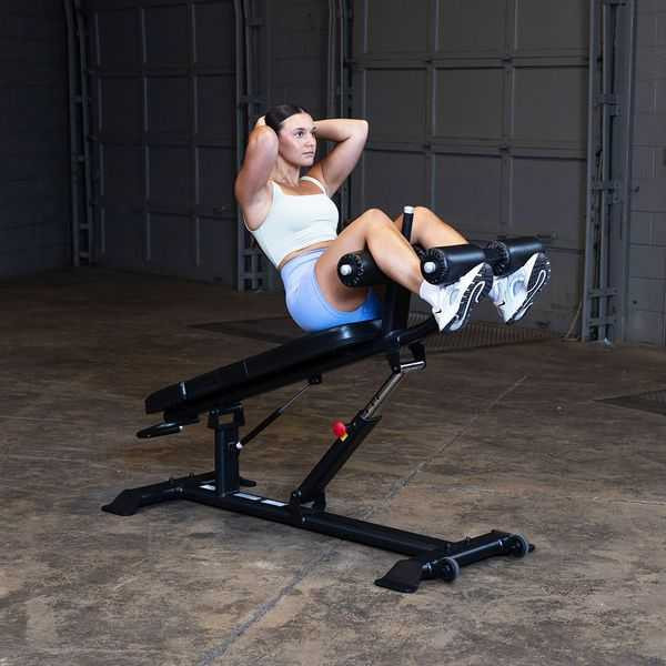 Body-Solid Decline Weight Bench During Ab Crunch Exercise