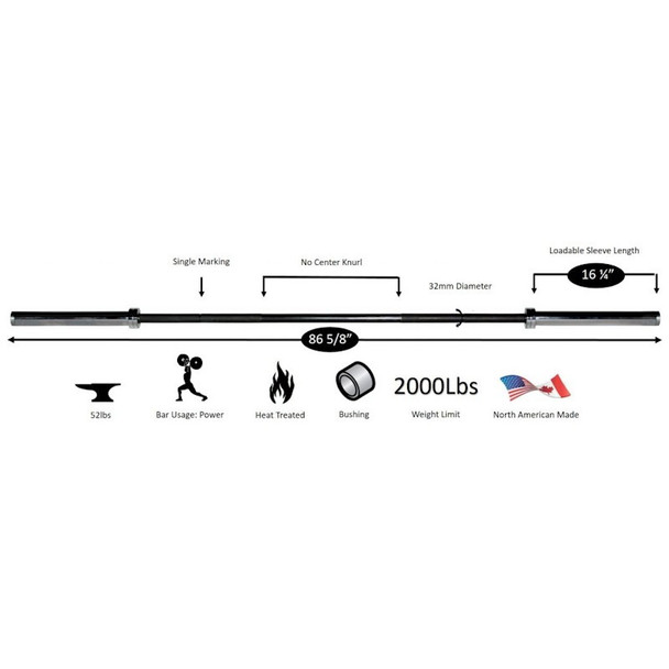 York Barbell (32120) 7' Olympic Bar - Dimensions & Specifications