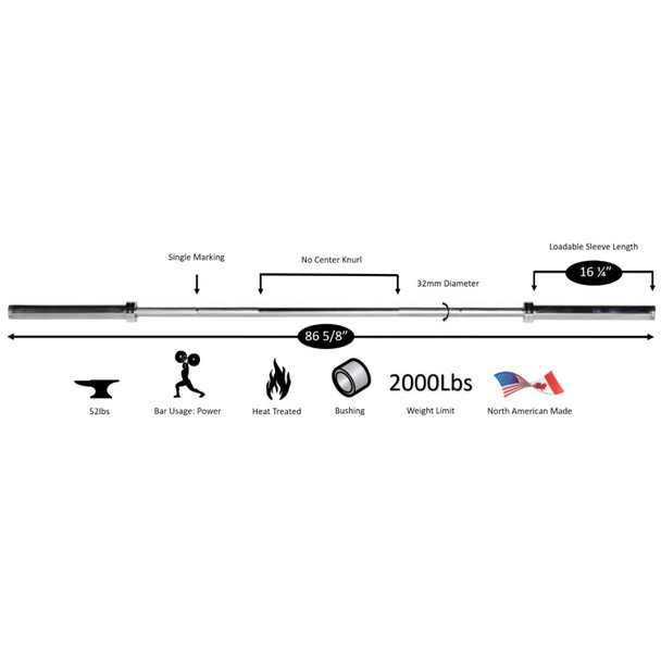 York Barbell (32112) 7' Chrome Olympic Bar - Dimensions & Specifications