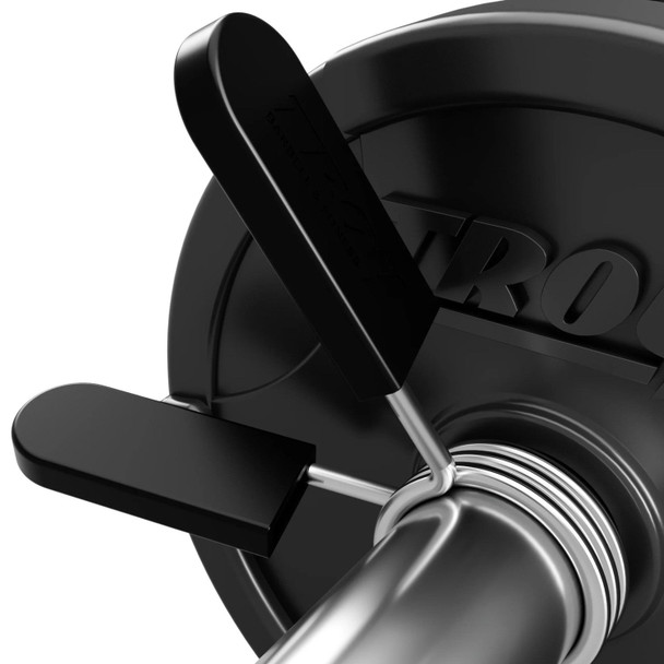 Troy 2" Olympic Spring Collars w/ Grips - On Bar with Rubber-Coated Plate