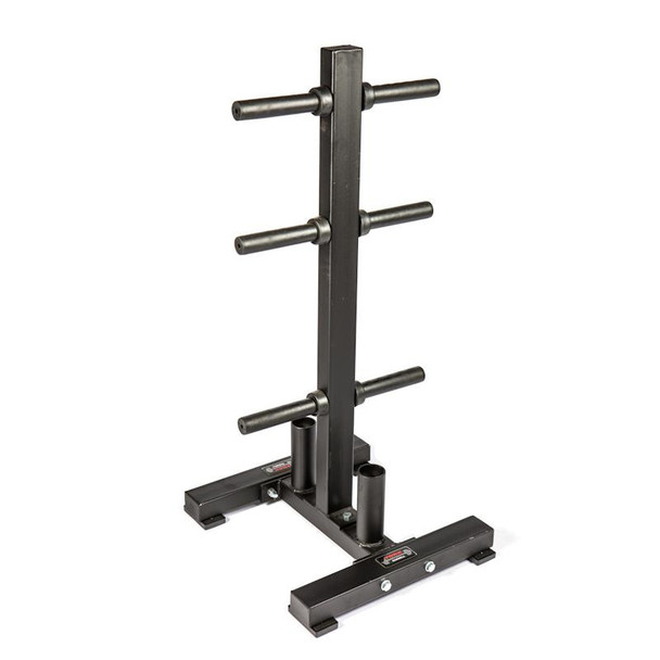 York Barbell Plate Storage Stand with Integrated Bar Storage