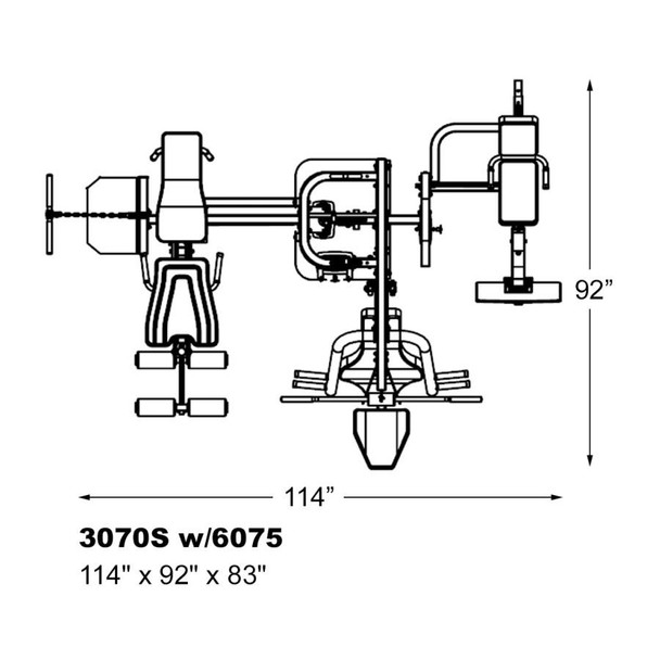 Inflight Vanguard Gym w/ Leg Press - Footprint Dimensions