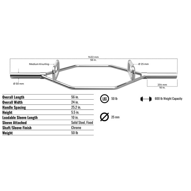 Troy VTX AOT-56 Deadlift Bar Dimensions and Specifications