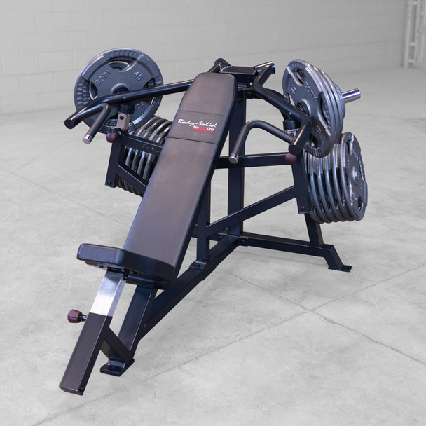 Body-Solid (LVIPB) Leverage Incline Press w/ Optional Plates - Front Angled View