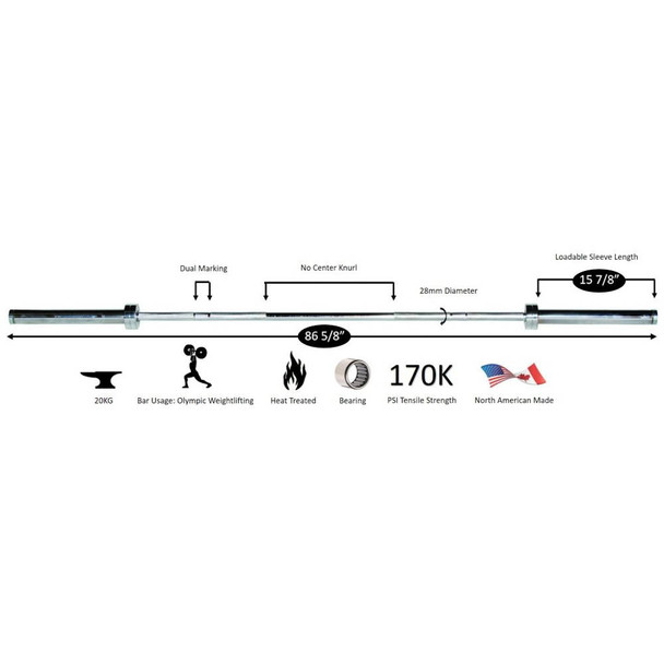 York Barbell (#32110) Olympic Bar Dimensions