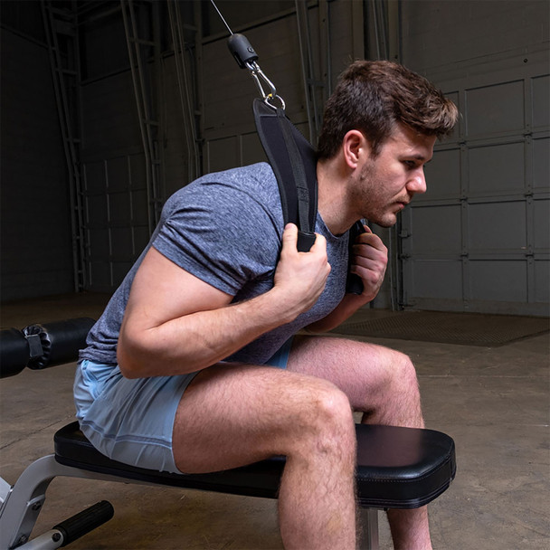 Body-Solid Cable Crunch Strap with Man Training in Home Gym