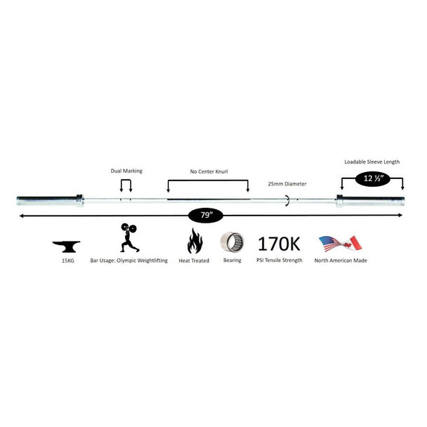 York (32111) Women's Needle Bearing Bar - Dimensions & Specifications