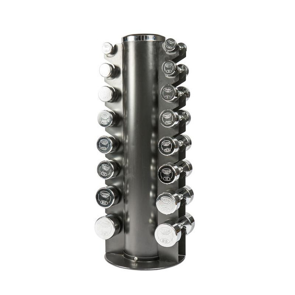 York Barbell (69001) Vertical Dumbbell Rack - Loaded with York Chrome Dumbbells