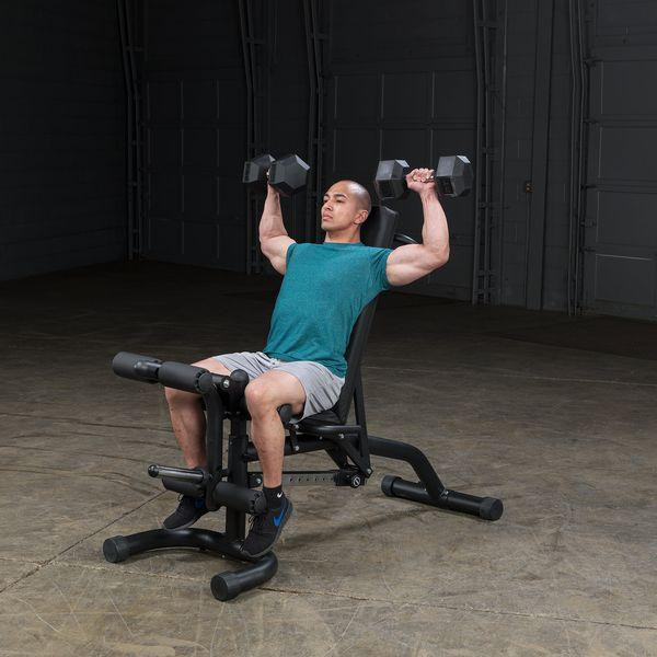 Body-Solid (FID46) Adjustable Weight Bench - Dumbbell Shoulder Press Exercise