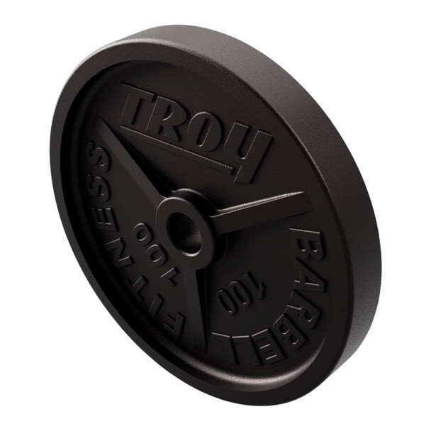 Troy (PO) 100 lb Black Machined Olympic Plate