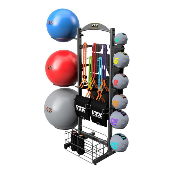 Troy VTX (GVLAR-76) Gym Accessory Rack w/ Optional Accessories - Left  Angled View