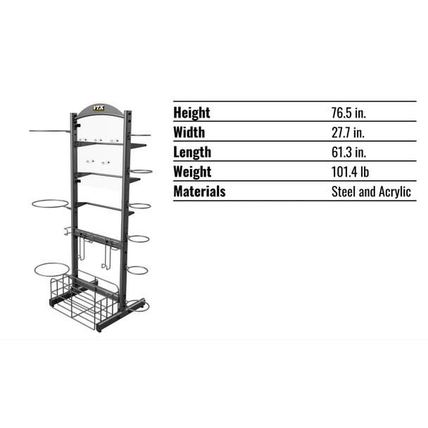 Troy VTX (GVLAR-76) Gym Accessory Rack - Dimensions & Specificiations