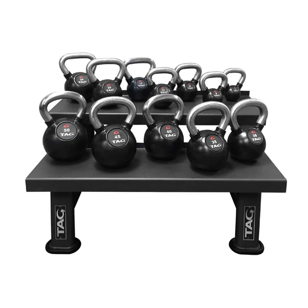 TAG Fitness 5-50 lb Rubber Kettlebells w/ Rack