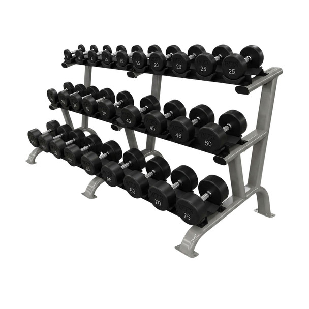 Troy VTX Urethane Free Weight Package on Silver Saddle Rack