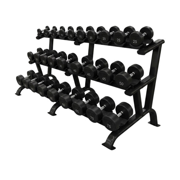 Troy VTX 5-75 lb Urethane-Covered Dumbbell Set and Rack