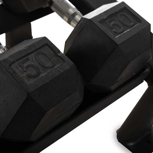 Inflight Rubber Free Weights Showing Six-Sided Heads