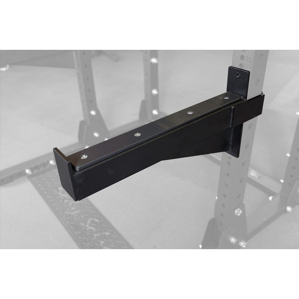Body-Solid Barbell Safety Station Showing Adjustable Spotter Arm