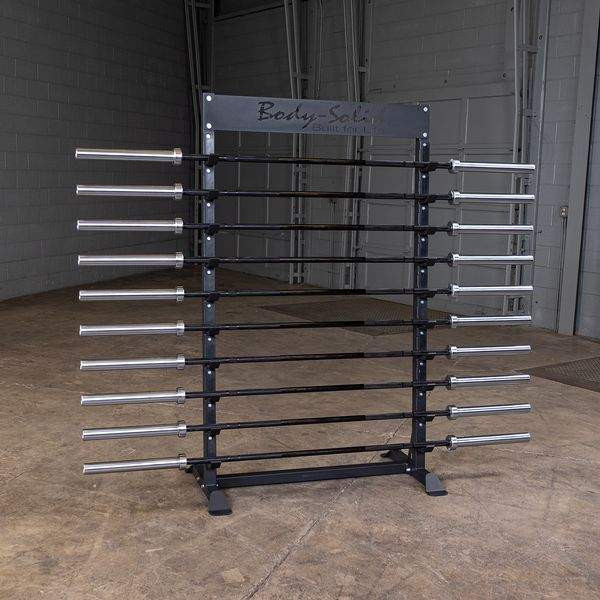 Body-Solid (SBS100) Weightlifting Bar Holder - Loaded w/ Optional 7 ft Barbells