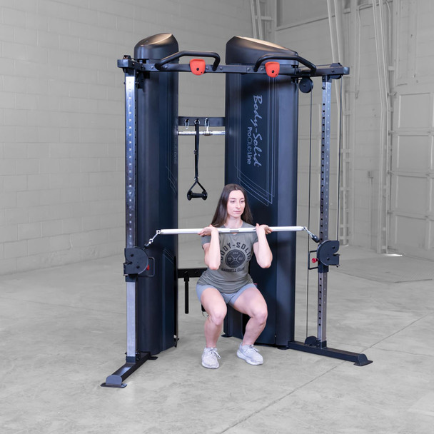 Body-Solid Adjustable Cable Machine Squat Exercise with Straight Bar Attachment