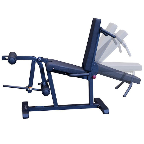 Body-Solid Dual-Function Leg Trainer Showing Back Pad Adjustment Angles