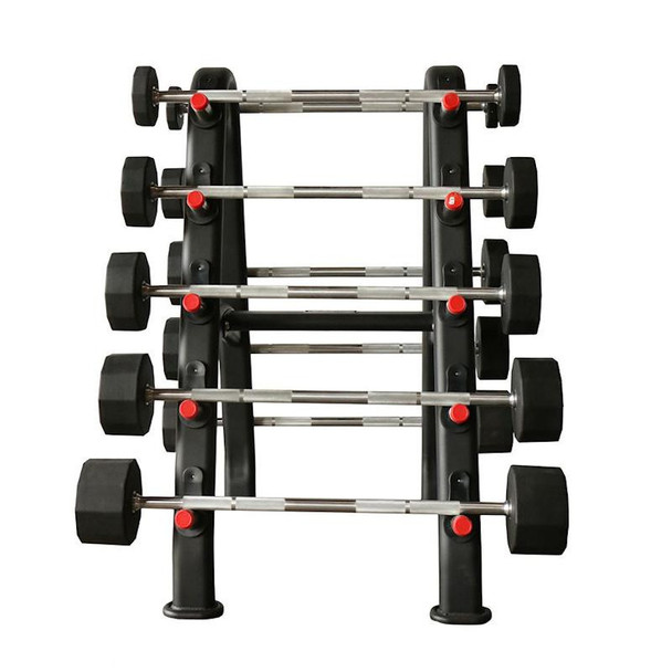 TKO 20-110 lb Fixed Rubber Barbells & Rack - Front View
